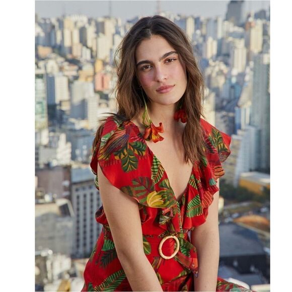 Farm Rio Red Forest Birds without Belt size M - Picture 2 of 13